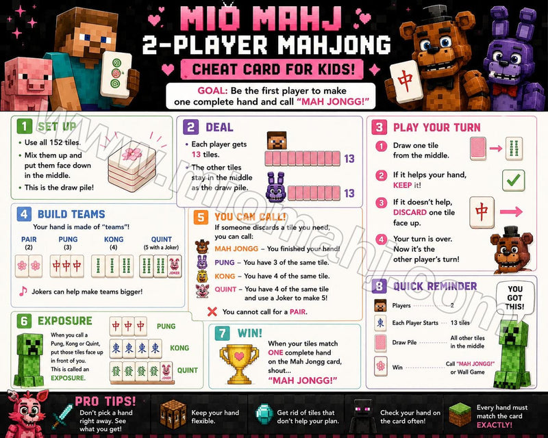 Printable American Mahjong cheat sheets and beginner guides