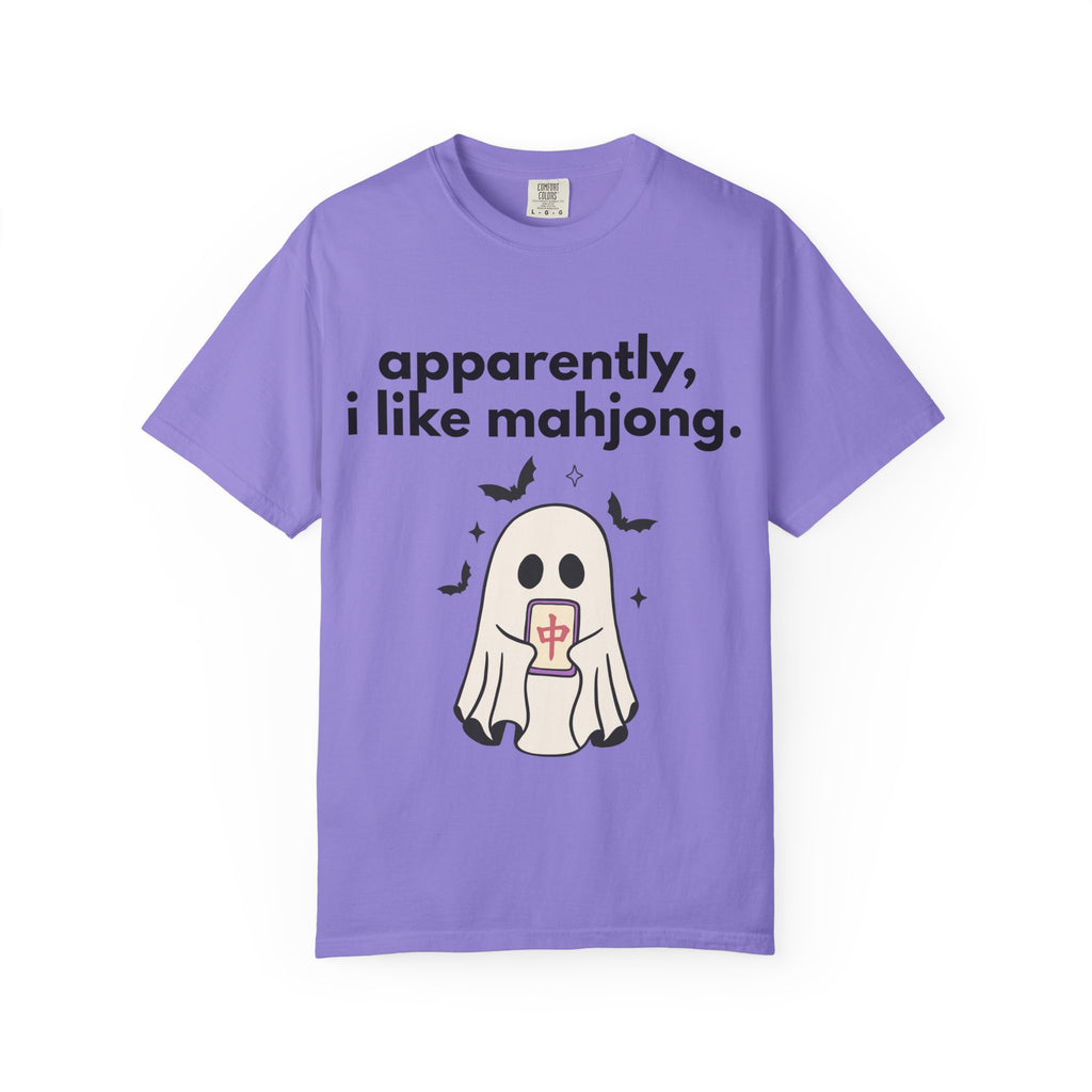 Mahjong Ghost T-Shirt — "apparently, i like mahjong." Cute Halloween Mahjong Tee