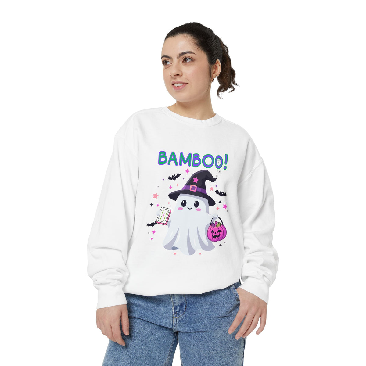 "Bamboo!" Ghost Witch Halloween Mahjong Sweatshirt