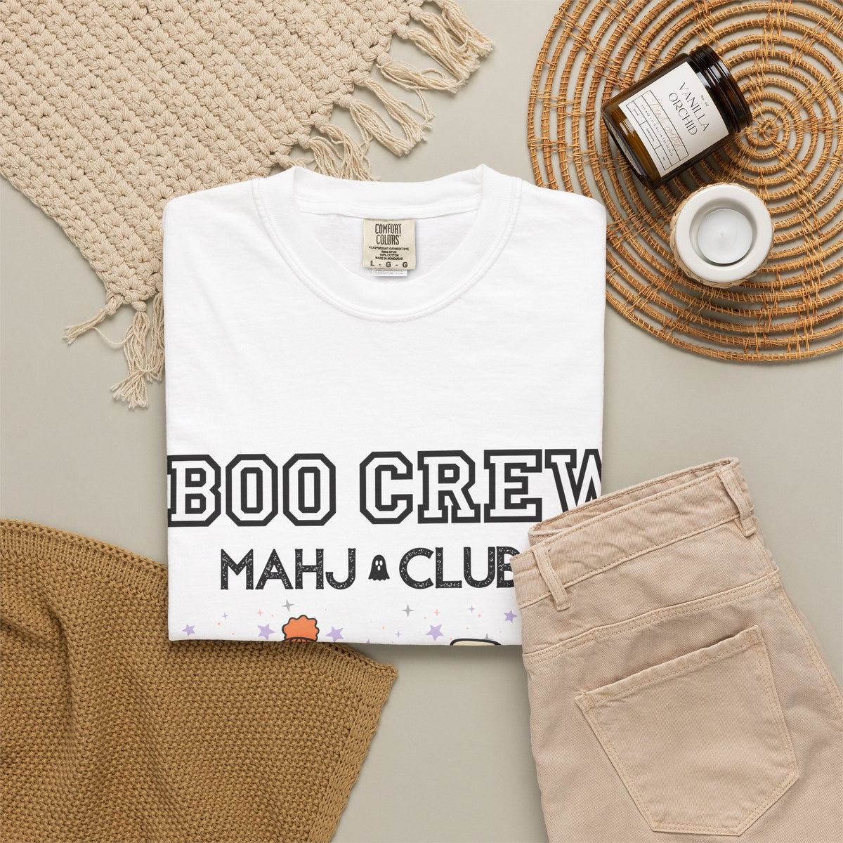 Boo Crew Mahjong Club T-Shirt — Cute Halloween Ghosts & Pumpkin Tee