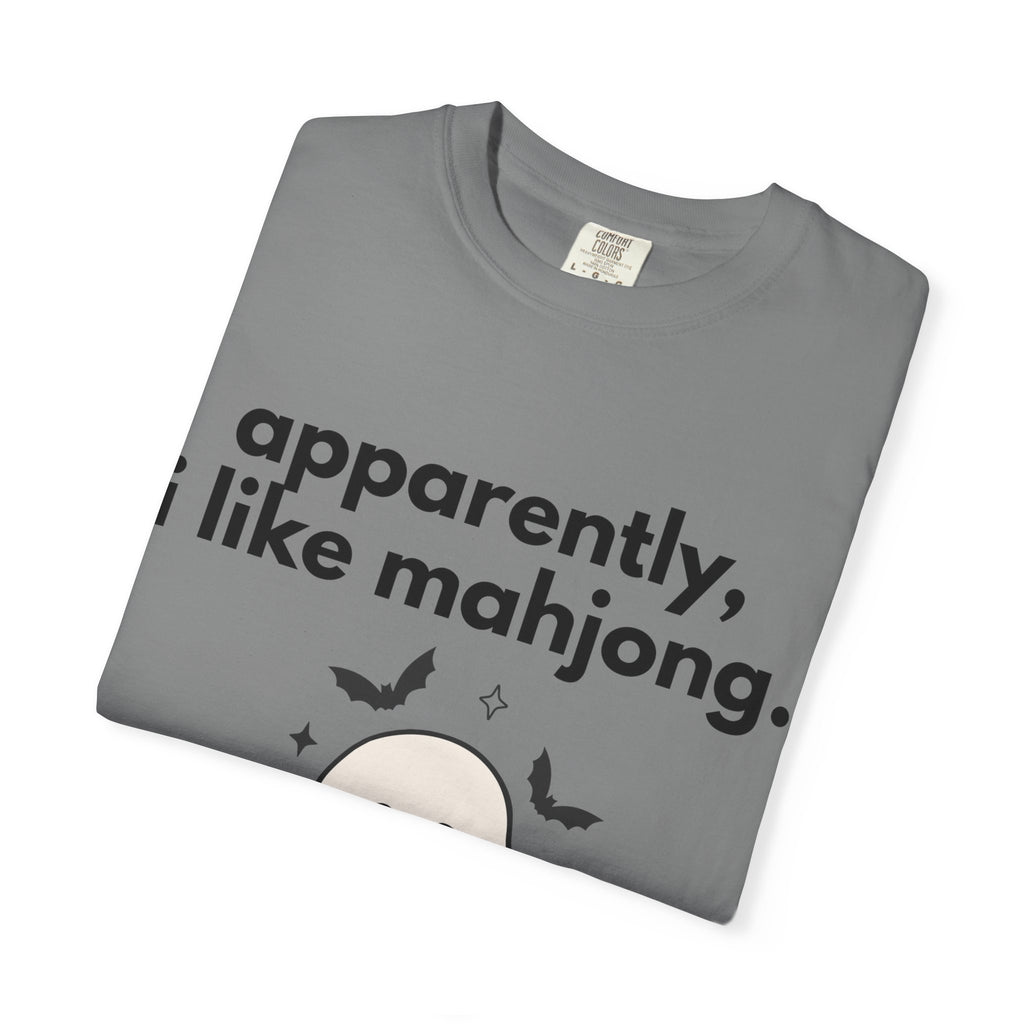Mahjong Ghost T-Shirt — "apparently, i like mahjong." Cute Halloween Mahjong Tee