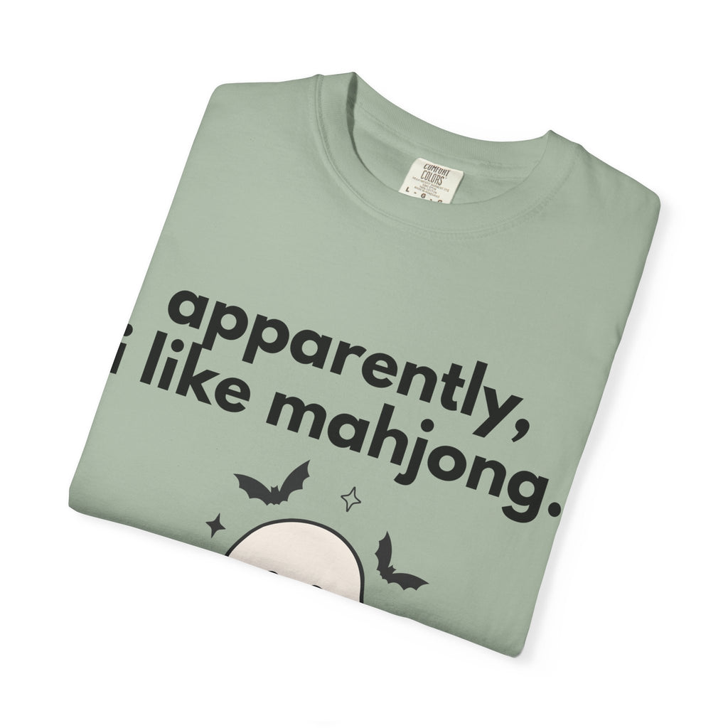 Mahjong Ghost T-Shirt — "apparently, i like mahjong." Cute Halloween Mahjong Tee