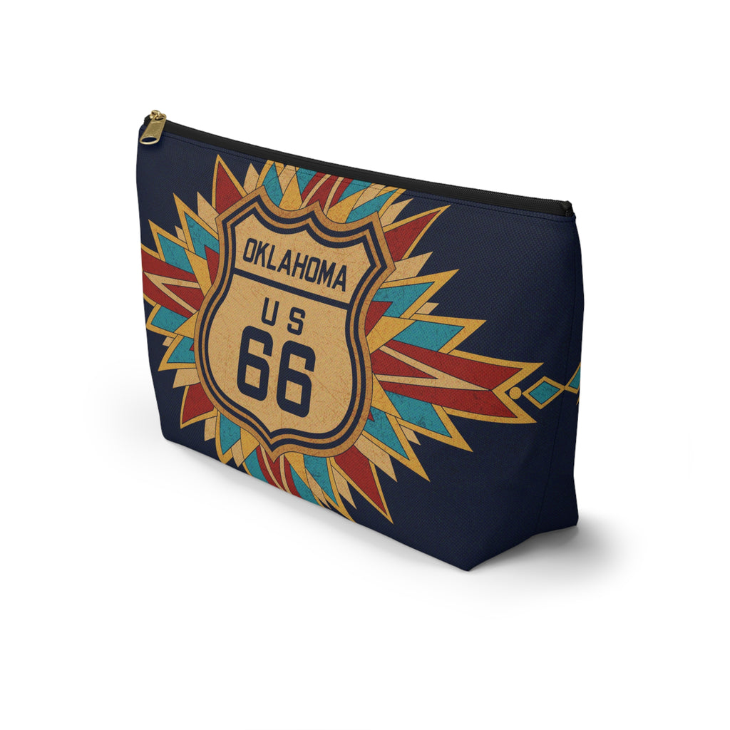 Route 66 Oklahoma Accessory Pouch — Southwestern Boho Mahjong Tile Bag