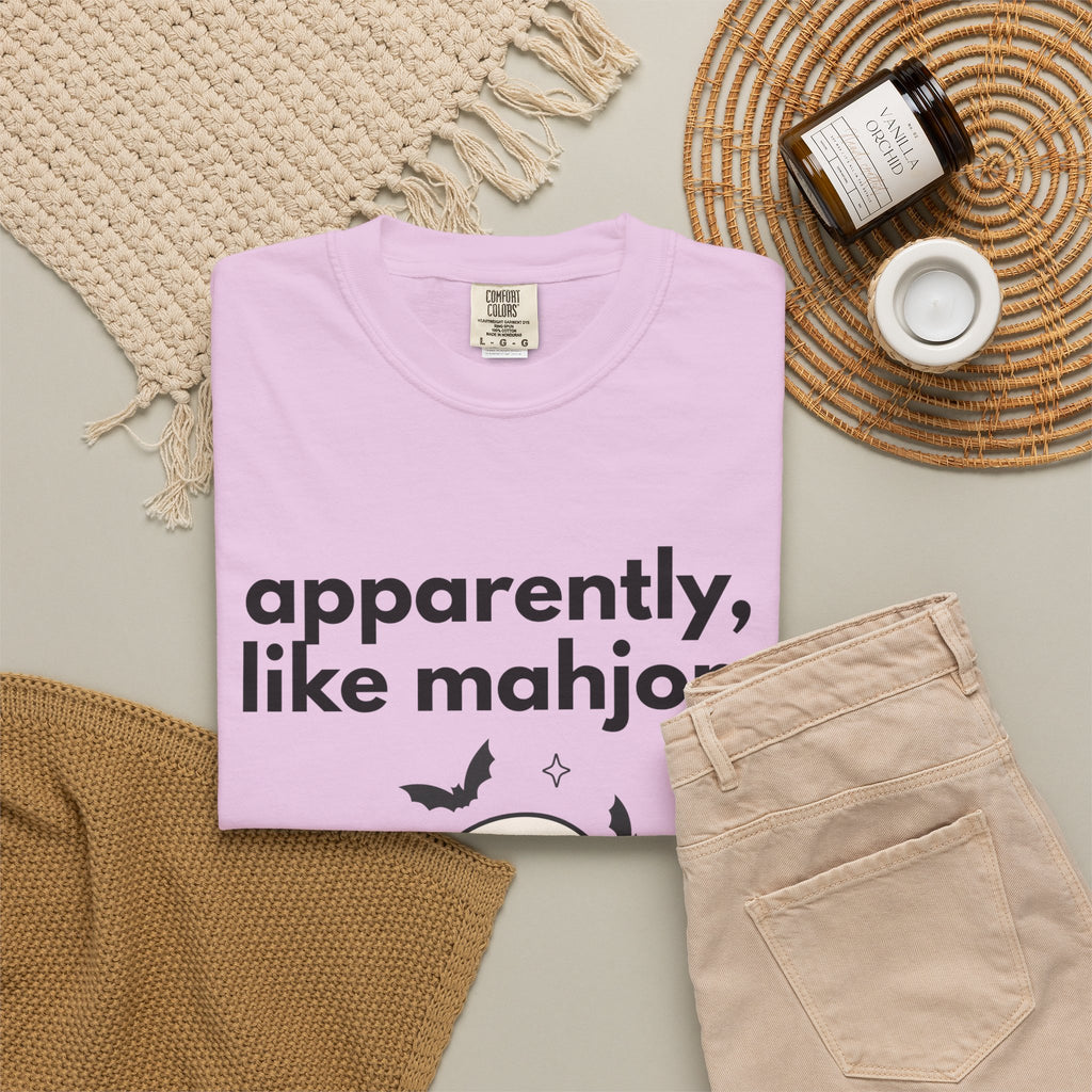 Mahjong Ghost T-Shirt — "apparently, i like mahjong." Cute Halloween Mahjong Tee