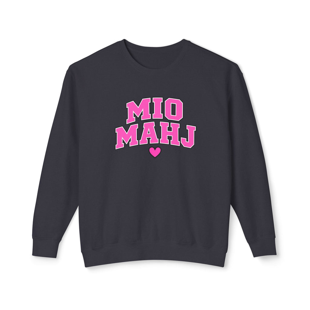 Mio Mahj Crewneck Sweatshirt — Pink College-Style Graphic