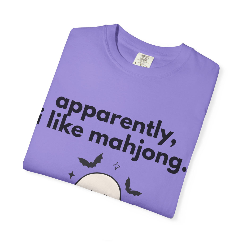Mahjong Ghost T-Shirt — "apparently, i like mahjong." Cute Halloween Mahjong Tee