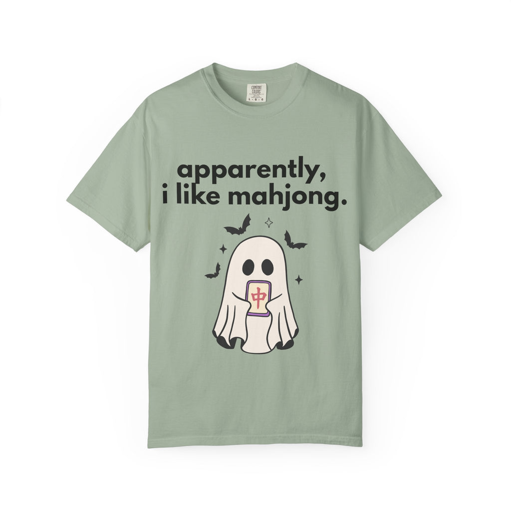 Mahjong Ghost T-Shirt — "apparently, i like mahjong." Cute Halloween Mahjong Tee