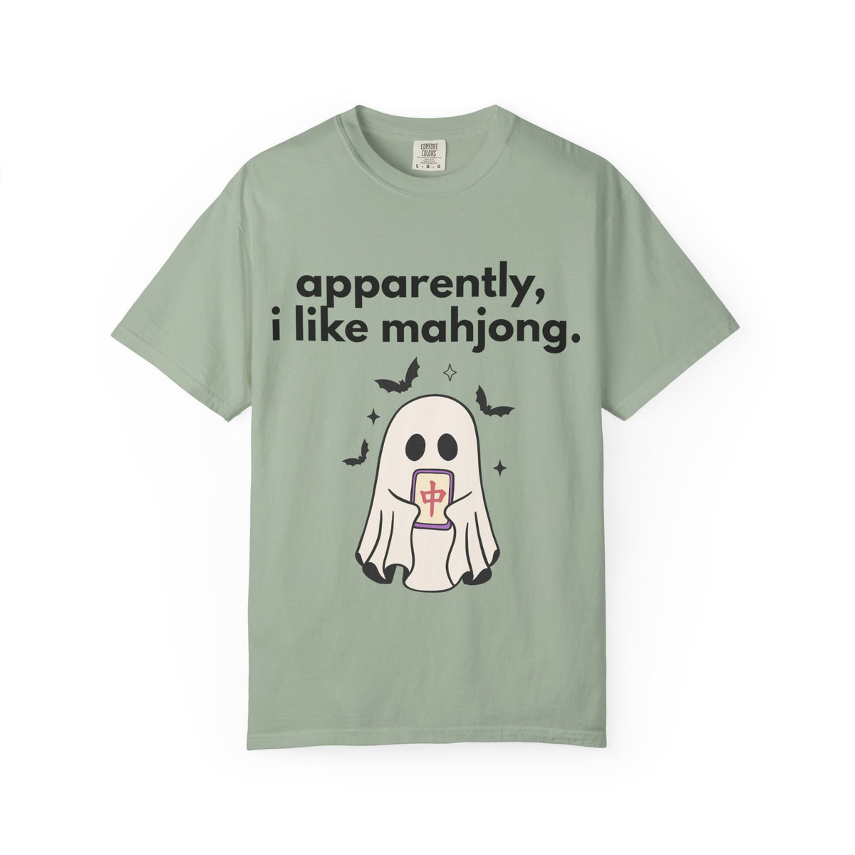 Mahjong Ghost T-Shirt — "apparently, i like mahjong." Cute Halloween Mahjong Tee
