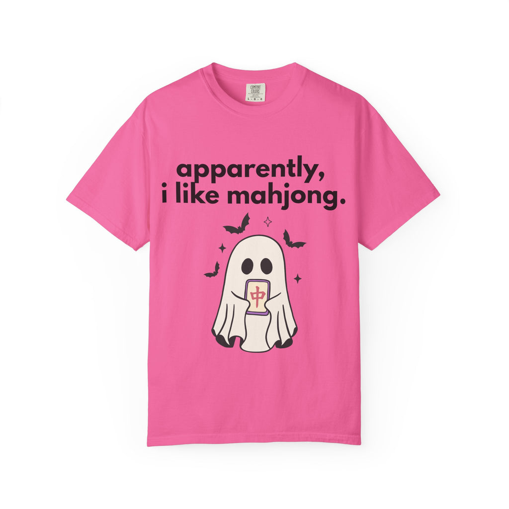 Mahjong Ghost T-Shirt — "apparently, i like mahjong." Cute Halloween Mahjong Tee