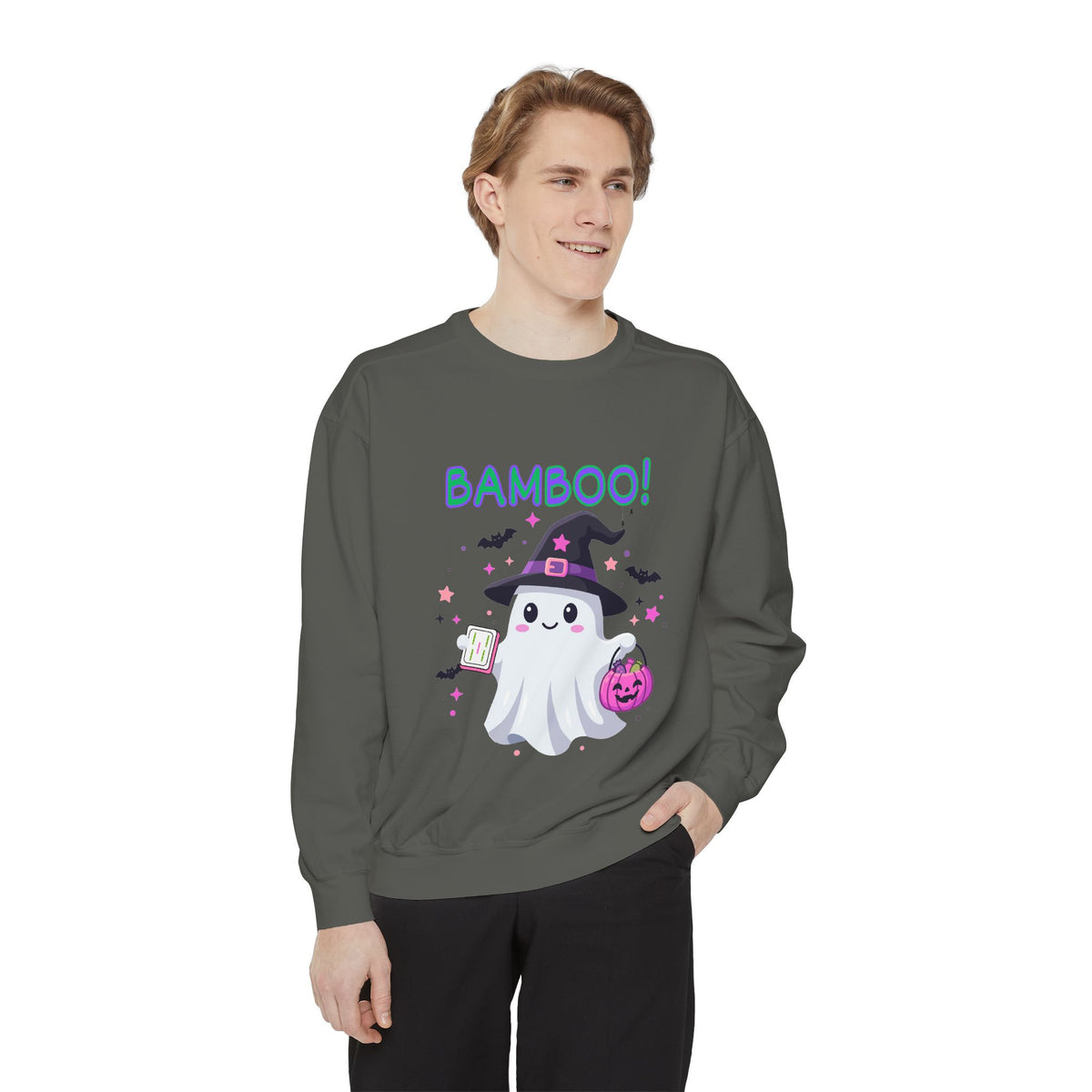 "Bamboo!" Ghost Witch Halloween Mahjong Sweatshirt