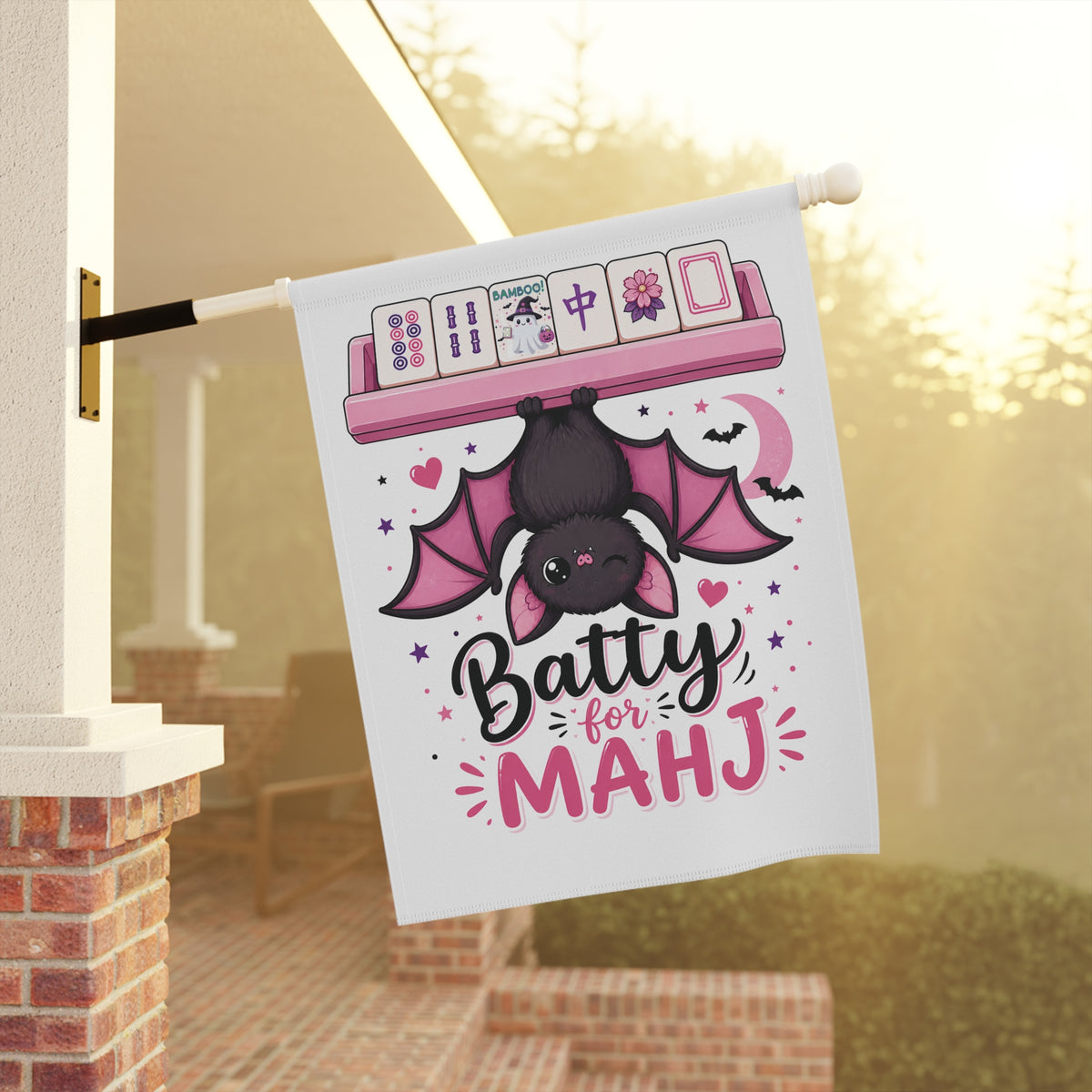 Batty for Mahj Halloween Garden Flag