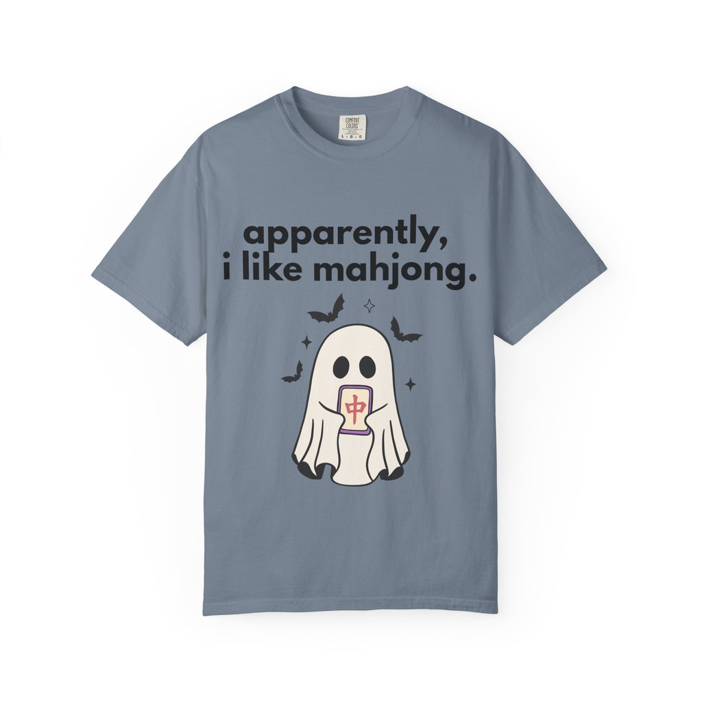 Mahjong Ghost T-Shirt — "apparently, i like mahjong." Cute Halloween Mahjong Tee