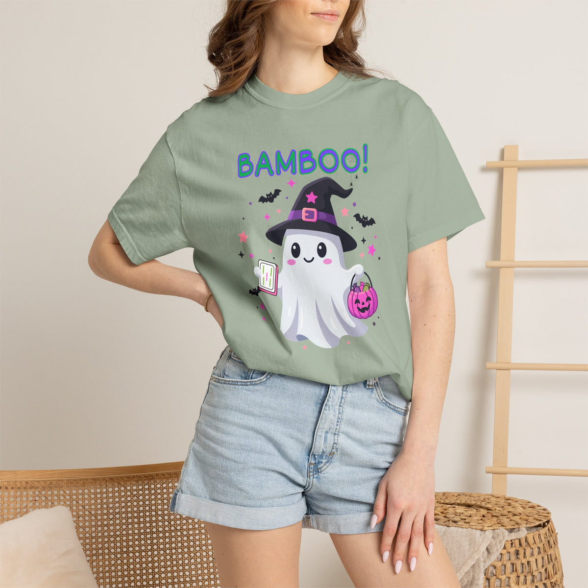 "Bamboo!" Ghost Witch Halloween Mahjong T-Shirt