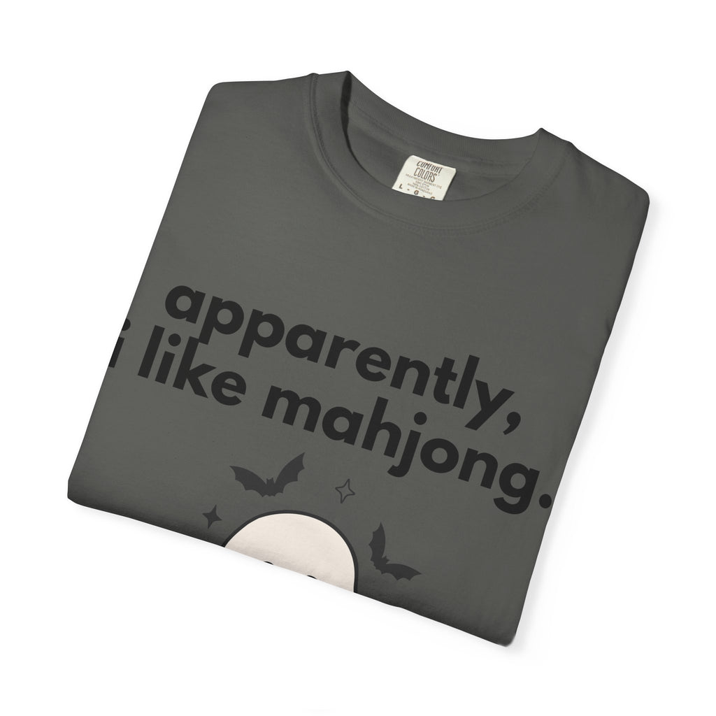Mahjong Ghost T-Shirt — "apparently, i like mahjong." Cute Halloween Mahjong Tee