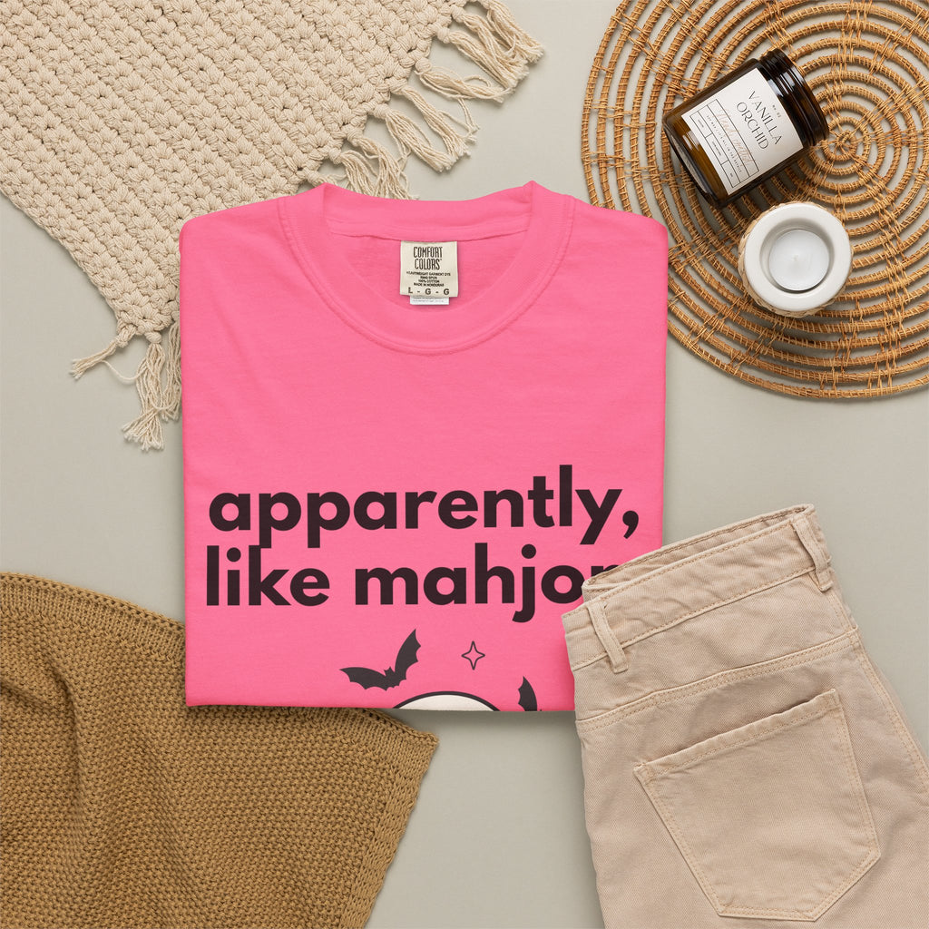 Mahjong Ghost T-Shirt — "apparently, i like mahjong." Cute Halloween Mahjong Tee