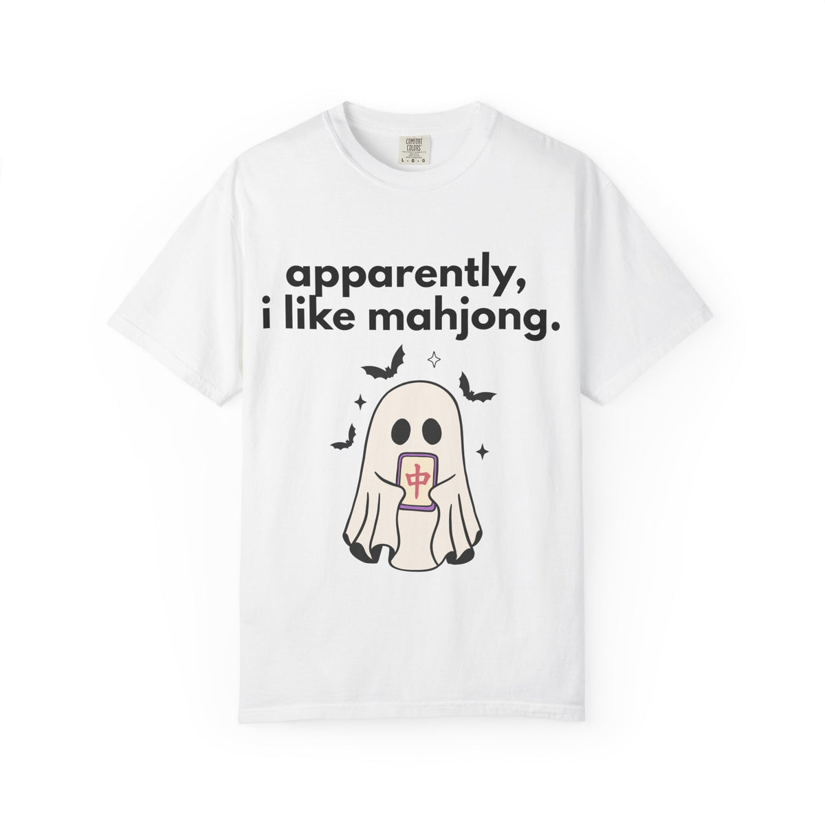Mahjong Ghost T-Shirt — "apparently, i like mahjong." Cute Halloween Mahjong Tee