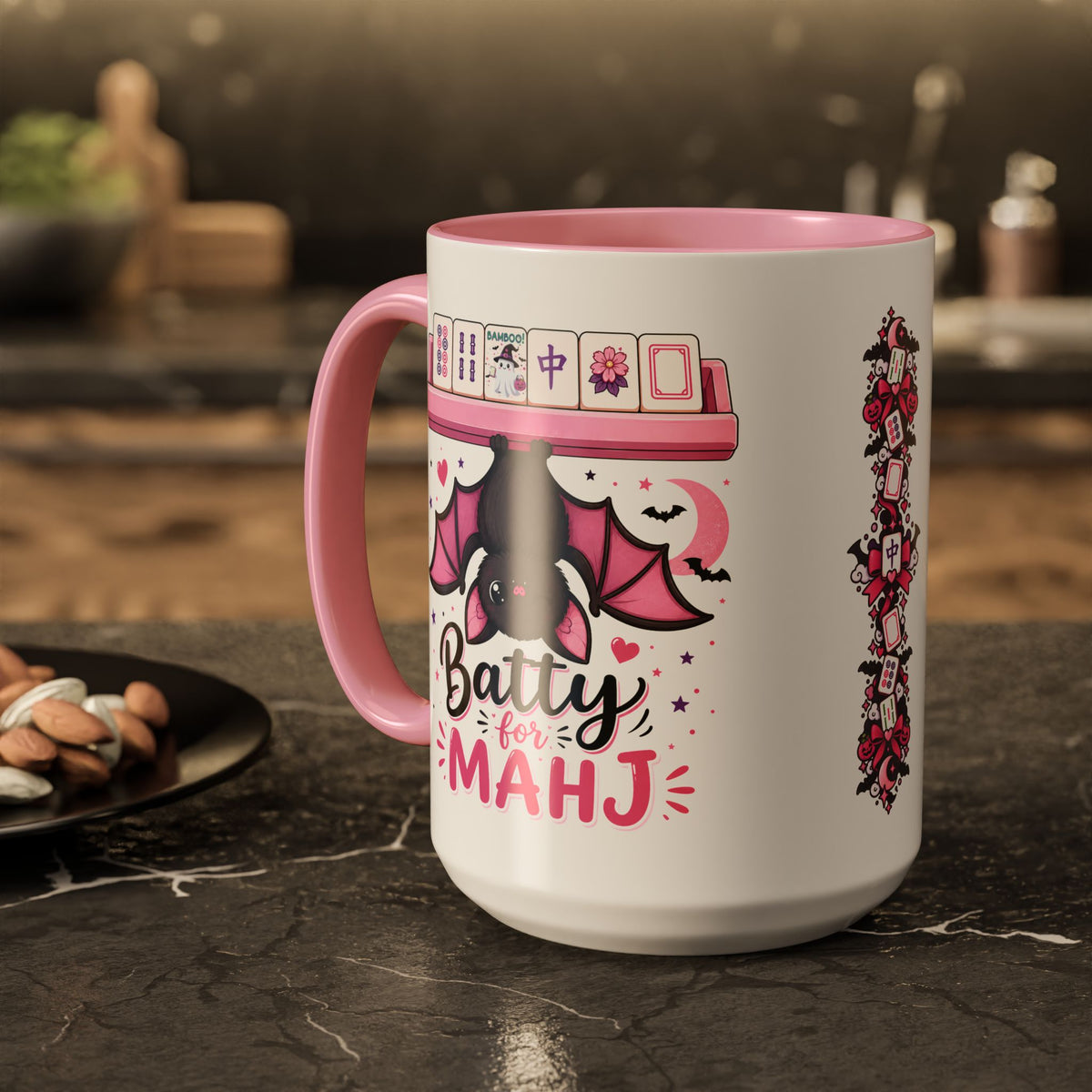 Bamboo! Cute Ghost and Bat Halloween Coffee Mug (11oz/15oz)