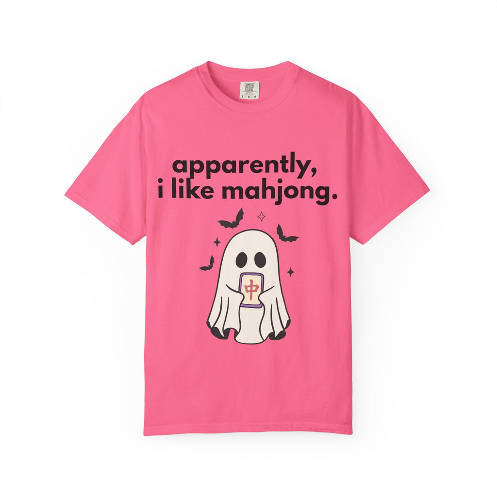 Mahjong Ghost T-Shirt — "apparently, i like mahjong." Cute Halloween Mahjong Tee