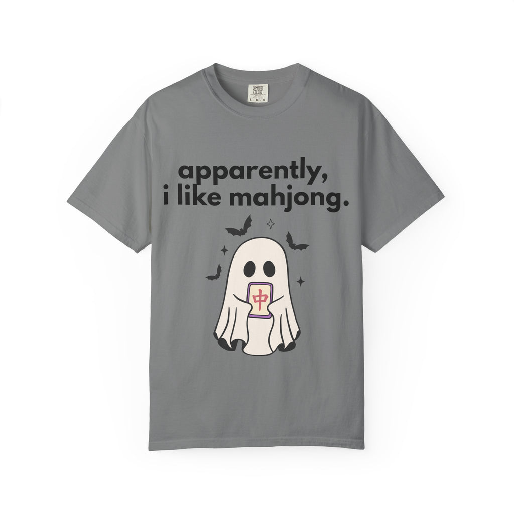 Mahjong Ghost T-Shirt — "apparently, i like mahjong." Cute Halloween Mahjong Tee