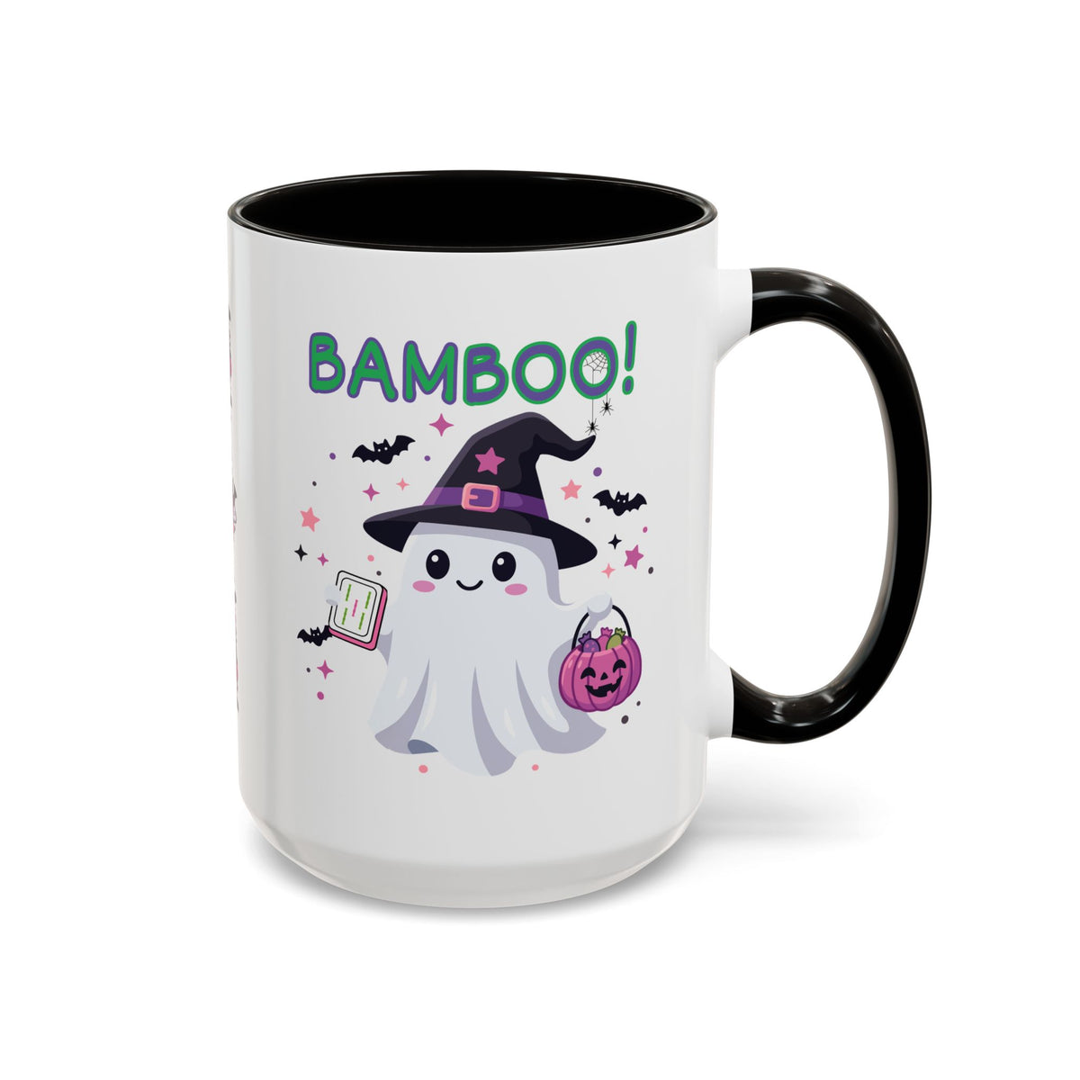 Bamboo! Cute Ghost and Bat Halloween Coffee Mug (11oz/15oz)