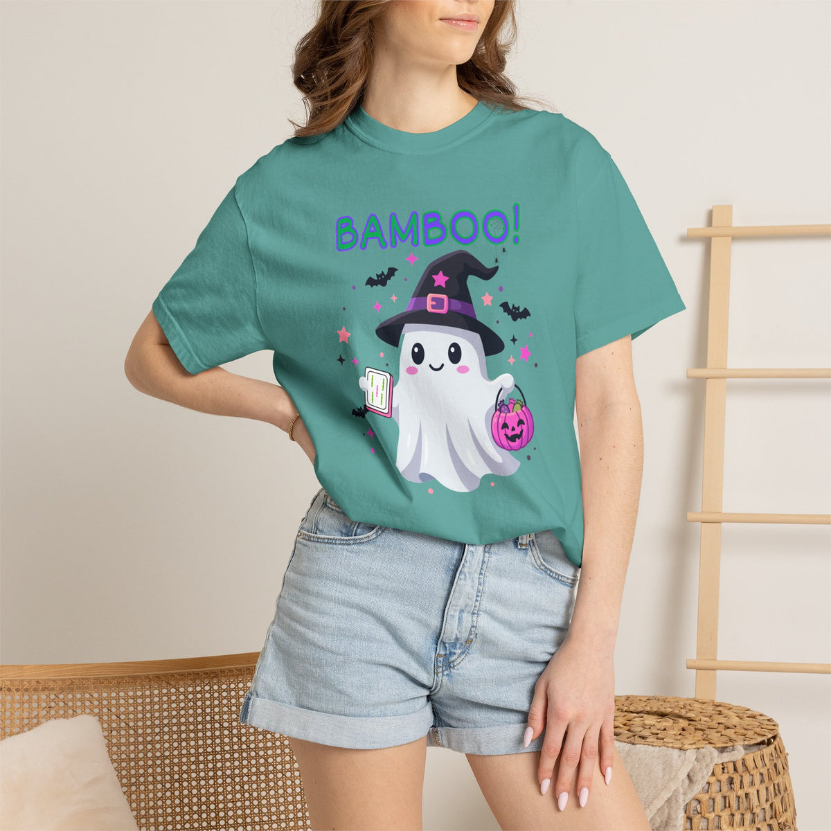 "Bamboo!" Ghost Witch Halloween Mahjong T-Shirt