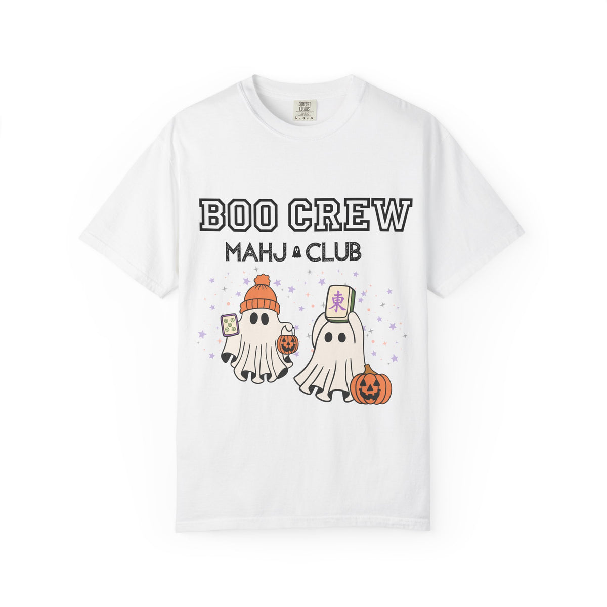 Boo Crew Mahjong Club T-Shirt — Cute Halloween Ghosts & Pumpkin Tee