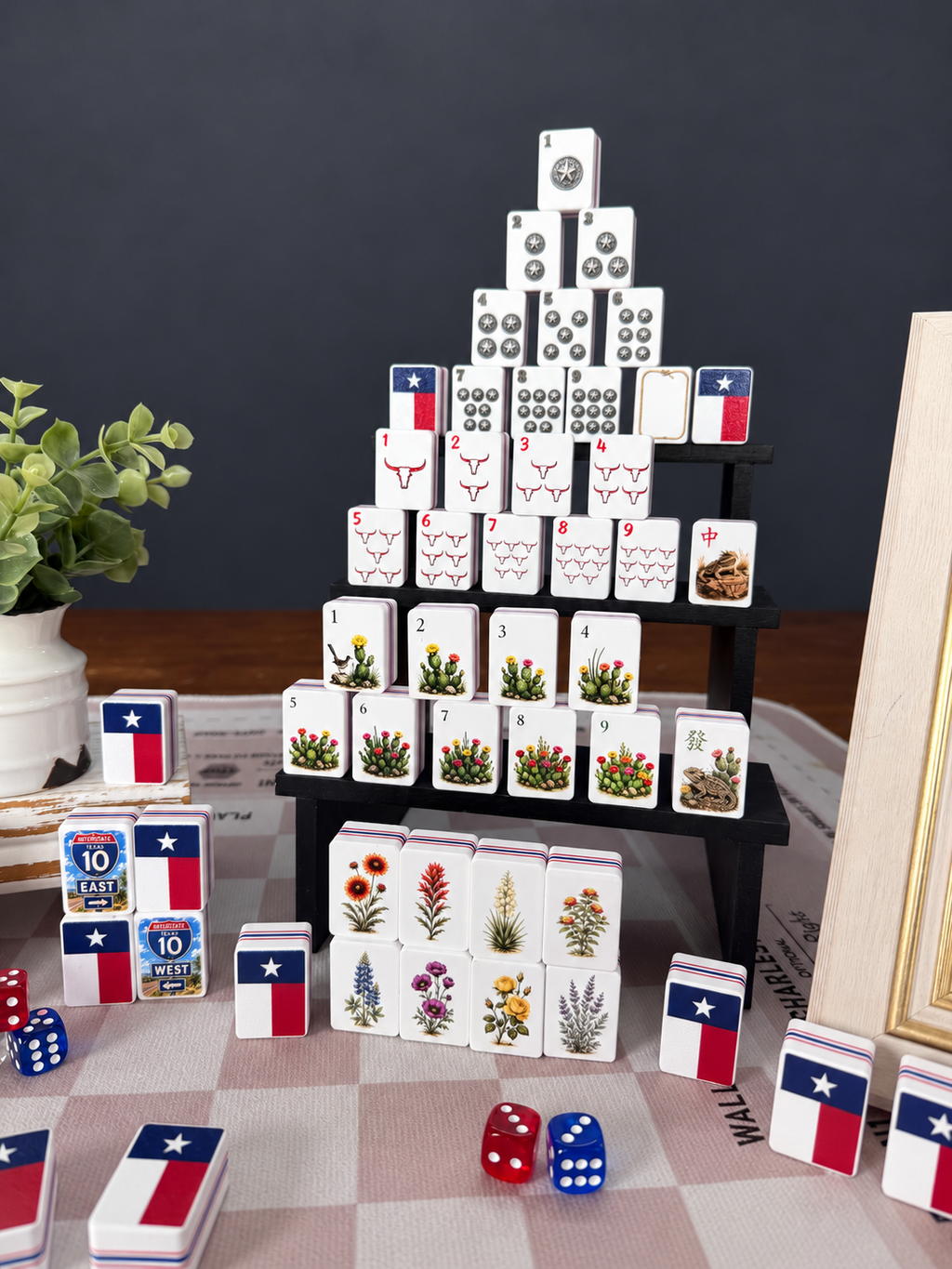 Texas American Mahjong Set, 160-Tile Lone Star State Custom Artwork