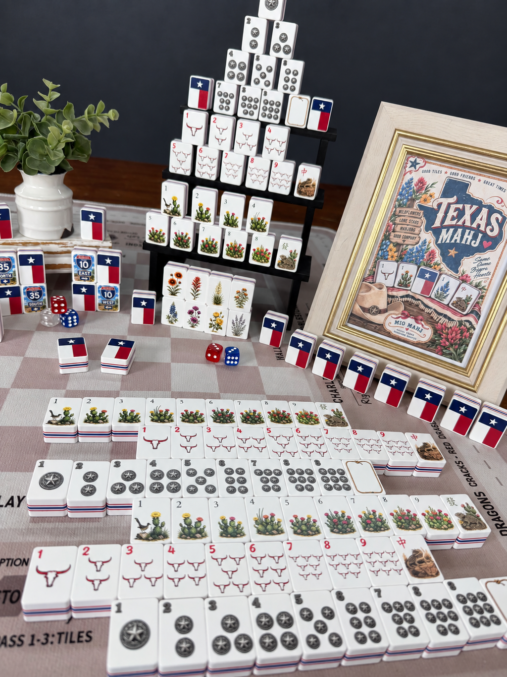 Texas American Mahjong Set, 160-Tile Lone Star State Custom Artwork