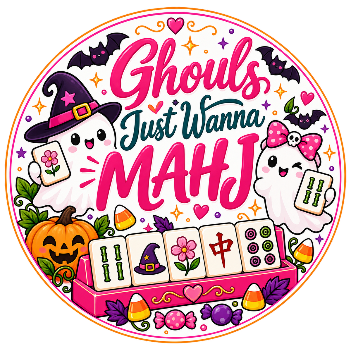 Halloween Mahjong Coasters — Ceramic, 12 Styles to Choose From (Set of 2 or 4)