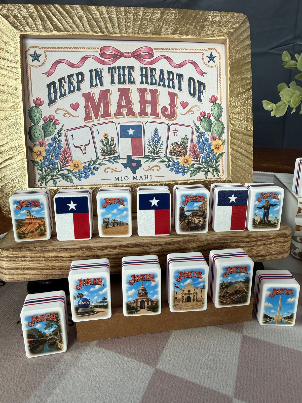 Texas American Mahjong Set, 160-Tile Lone Star State Custom Artwork