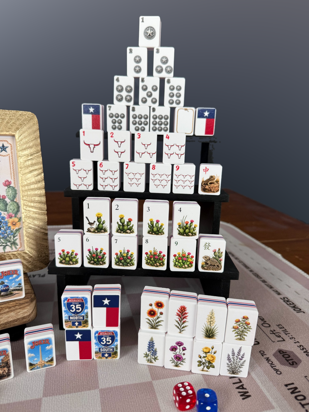 Texas American Mahjong Set, 160-Tile Lone Star State Custom Artwork