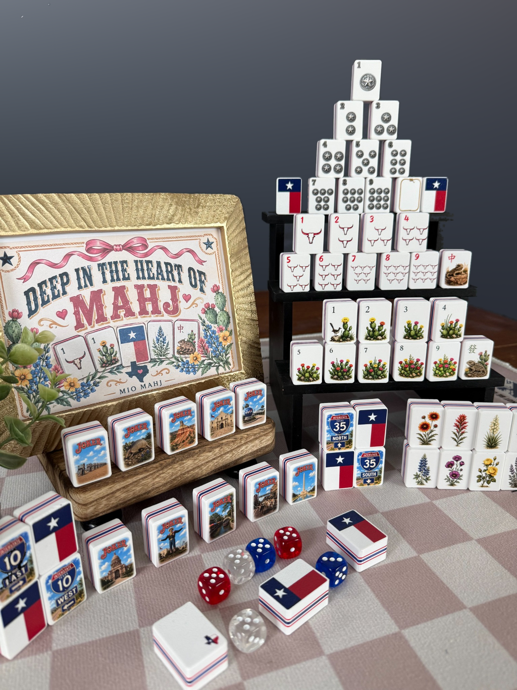 Texas American Mahjong Set, 160-Tile Lone Star State Custom Artwork