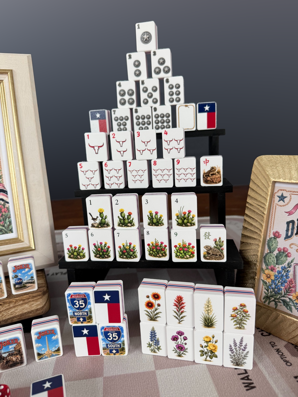 Texas American Mahjong Set, 160-Tile Lone Star State Custom Artwork