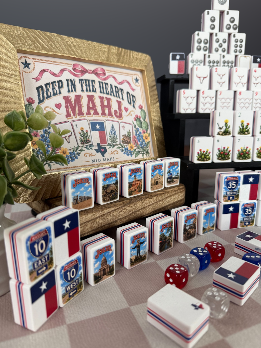 Texas American Mahjong Set, 160-Tile Lone Star State Custom Artwork
