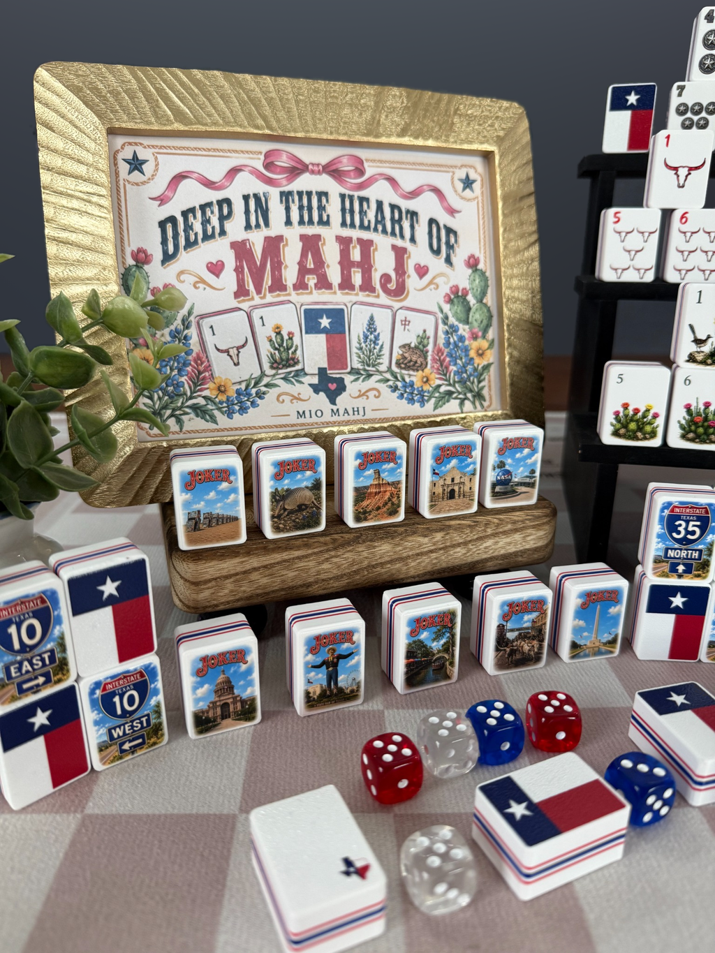 Texas American Mahjong Set, 160-Tile Lone Star State Custom Artwork