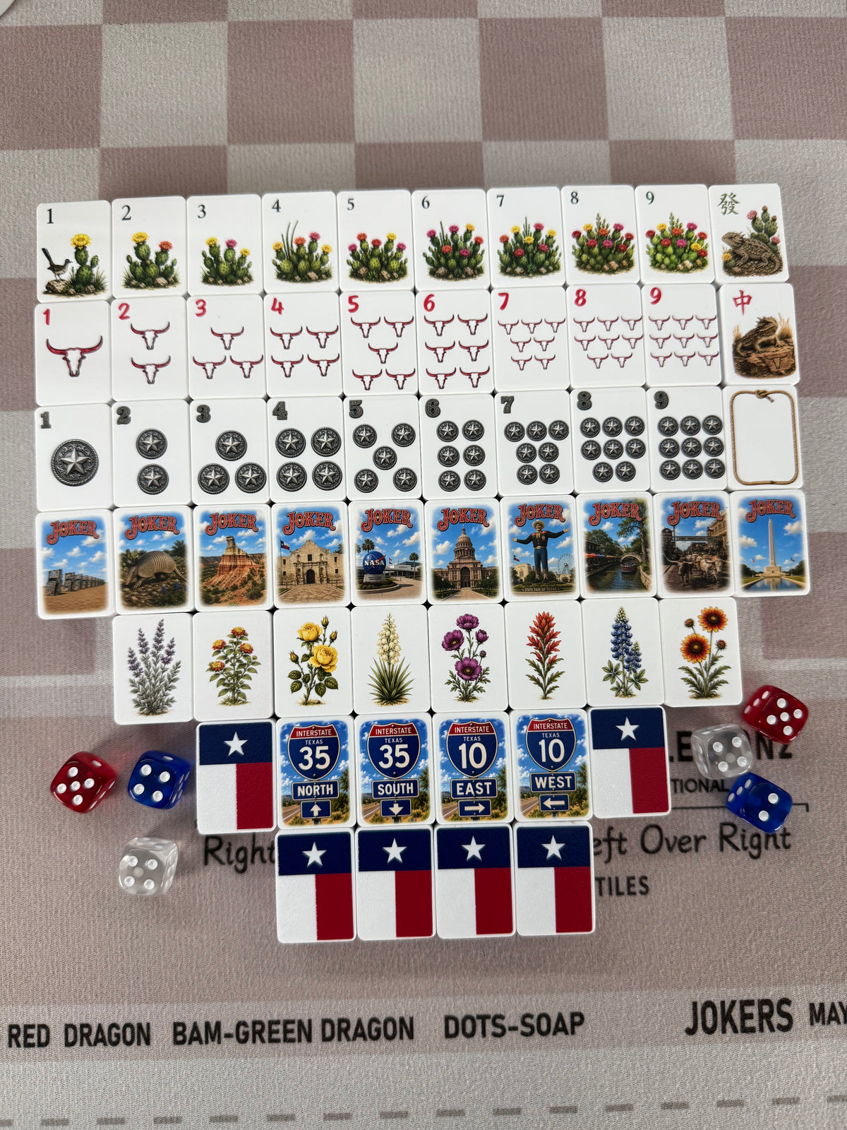 Texas American Mahjong Set, 160-Tile Lone Star State Custom Artwork