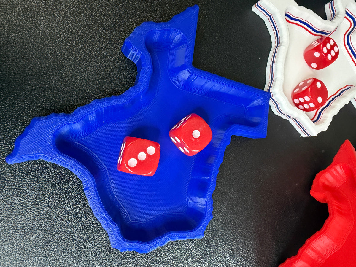 Texas Dice Tray | Mahjong & Game Night Accessory | Red, Blue or Layered Red White & Blue