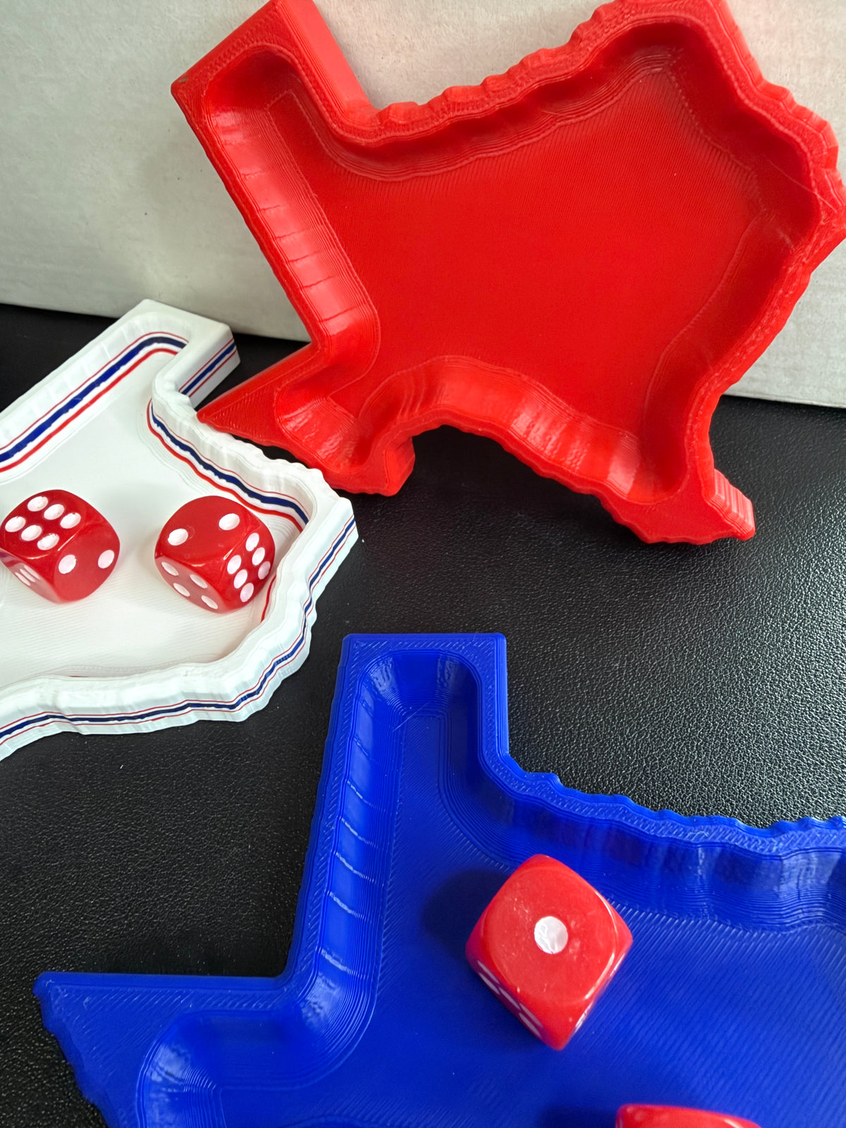 Texas Dice Tray | Mahjong & Game Night Accessory | Red, Blue or Layered Red White & Blue