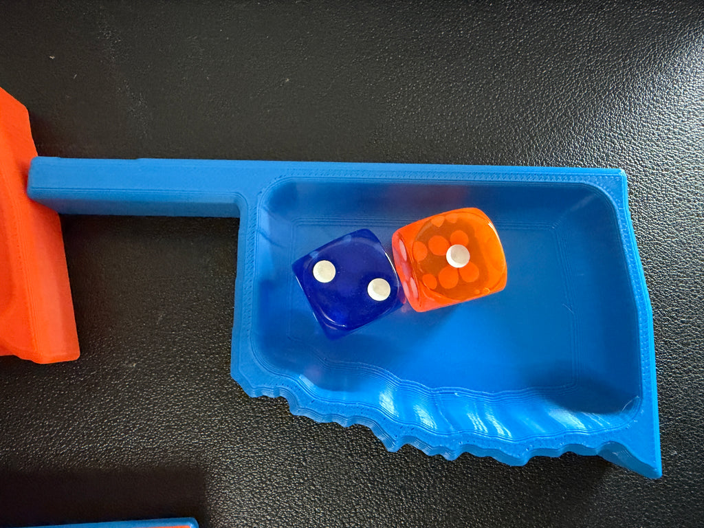 Oklahoma Dice Tray with Dice | Mahjong & Game Night Accessory | Blue, Orange or Layered Design