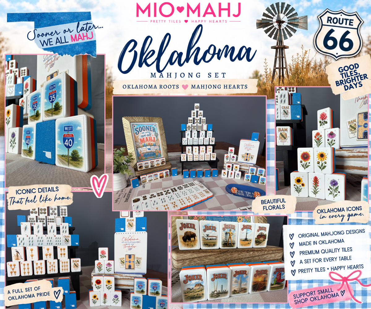 Oklahoma Themed American Mahjong Set – 160 UV-Printed PETG Tiles
