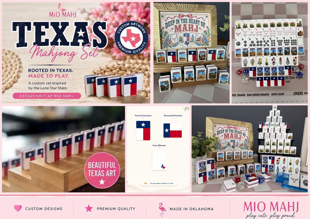 Texas American Mahjong Set, 160-Tile Lone Star State Custom Artwork