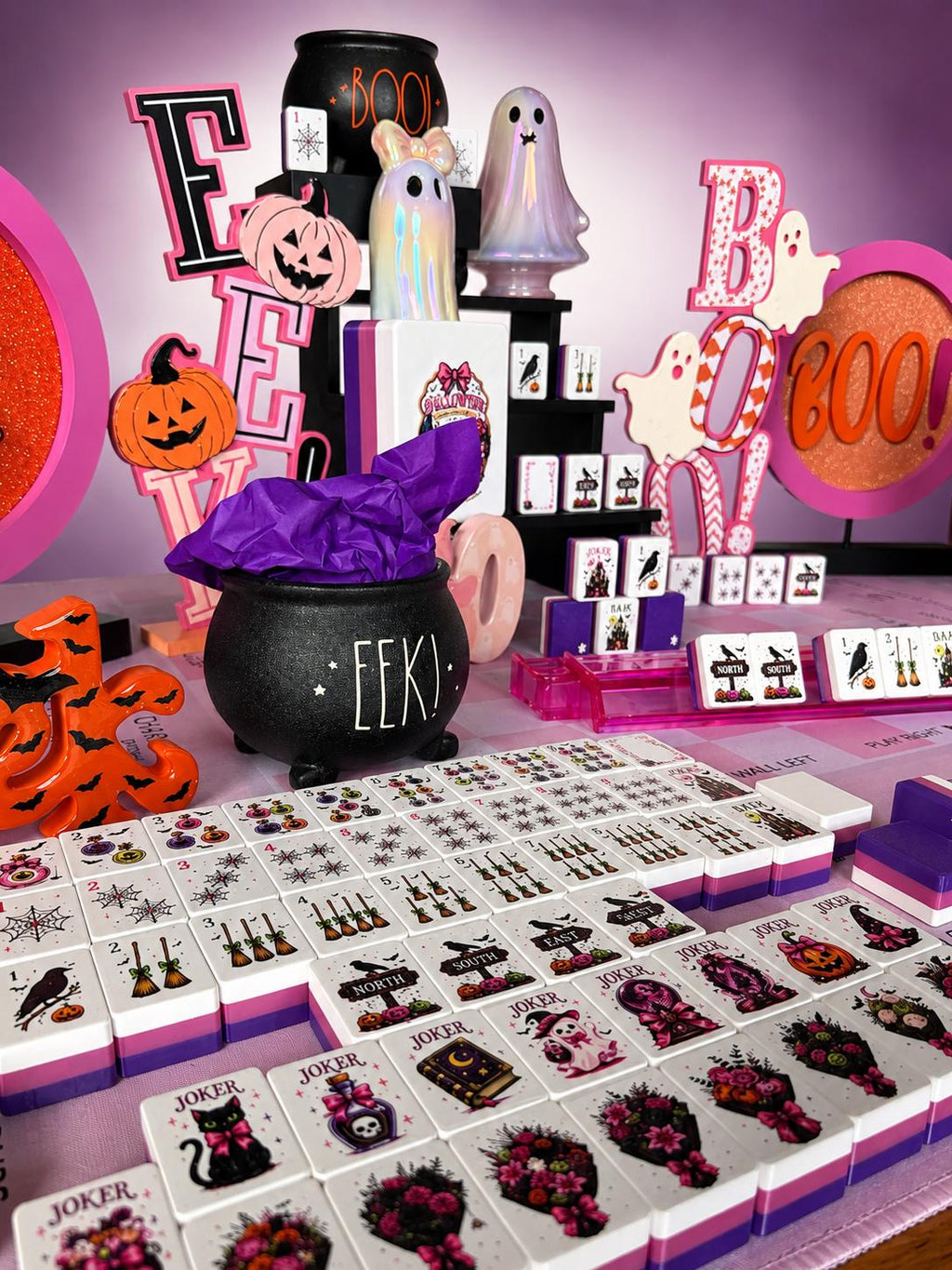 Potion bottle Dots and spiderweb Craks Halloween mahjong tiles