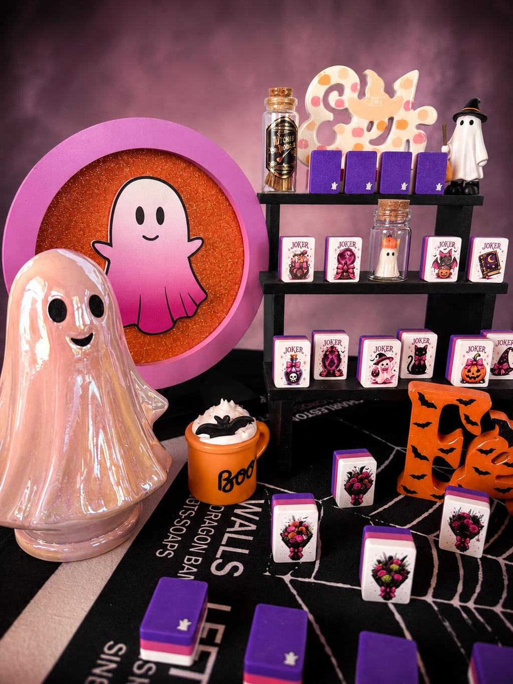 Halloween mahjong Winds cemetery sign tiles